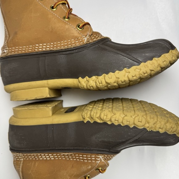 LL Bean Men's Brown Leather 8" Lace Up Unlined Ankle Duck Boots Size 7 M - Picture 7 of 12